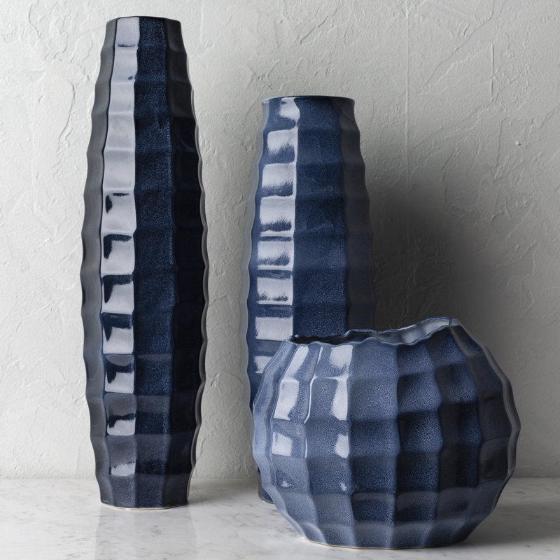 Aurrie Ceramic Table Vase, Blue