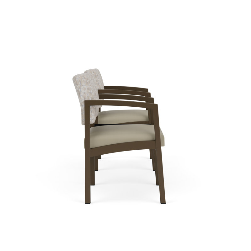 Lenox Steel Waiting Reception 2 Seat Tandem Metal Frame with Centre Table, Bronze, Midnight Black