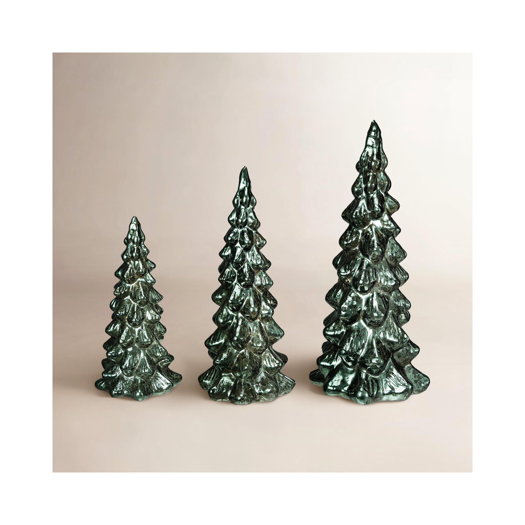 Mercury Glass LED Tree Set