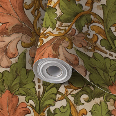 Papier peint adhésif peler et coller en PVC, revêtement mural auto-adhésif amovible avec aquarelle damassé, impression imperméable pour la décoration intérieure - rouleau