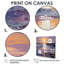 «Mauve coucher de soleil mauve, vagues calmes se brisant sur le rivage»-349389195-349389194