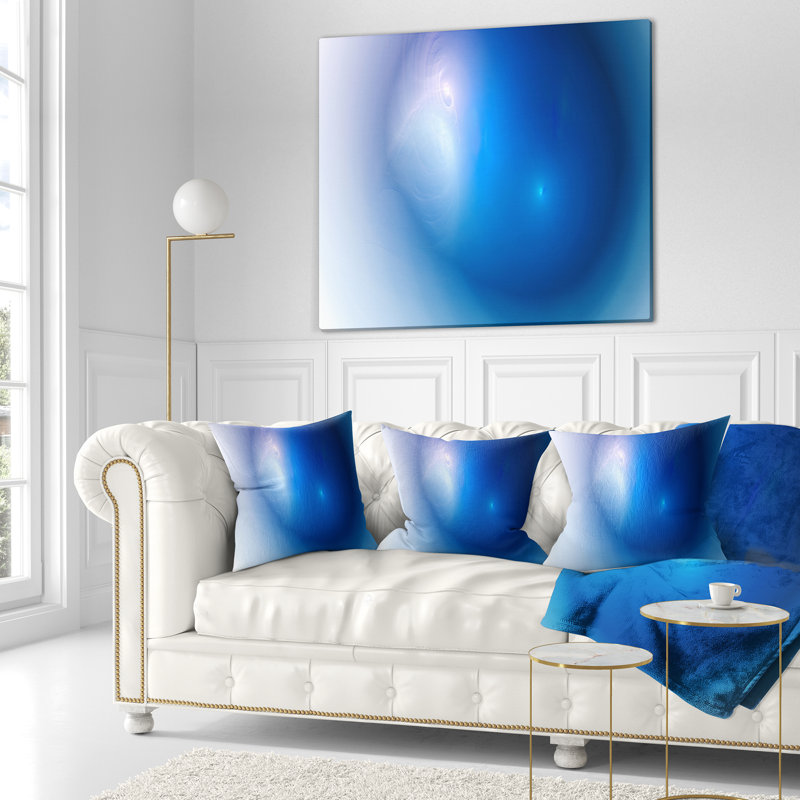 Mysterious Blue Fractal Texture - coussin imprimé abstrait, 16 po x 1 po, Coussin décoratif