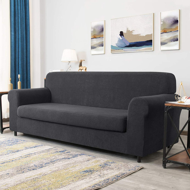 Stretch Box Cushion Sofa Slipcover with Cushion Cover, Grey