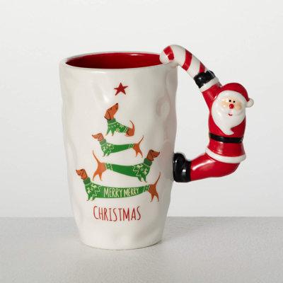 6.25"" Christmas Santa Handled Christmas Mug, Multicolor -  Clover Lane, PN4178