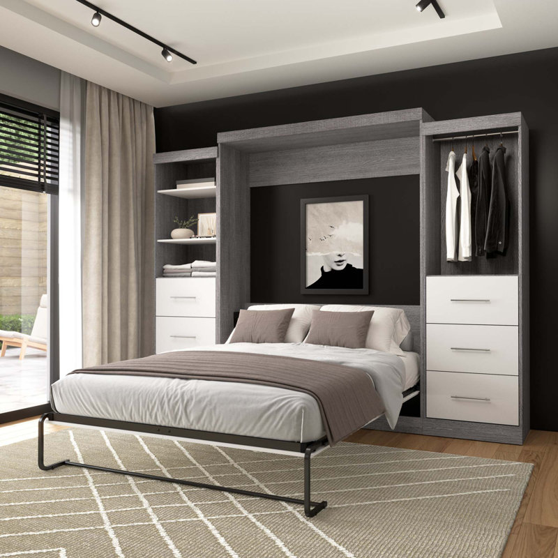 Arthor Metal Murphy Bed, Bark Gray/White