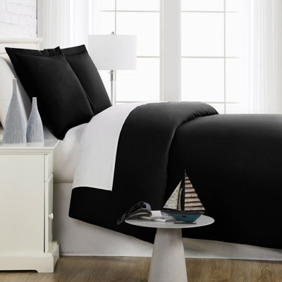 Southshore Fine Linens Southshore Basics Duvet Cover Set in Black, Double-Brushed Microfiber Bedding with Hidden Zipper Closure and Corner Ties, 1 Pillow Sham, Twin/Twin XL