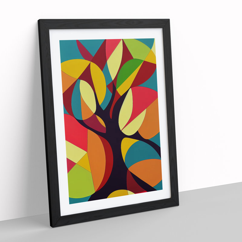 Bold Tree Art No.1 - Print, 66cm H x 48cm W x 2cm D, Black Framed, White