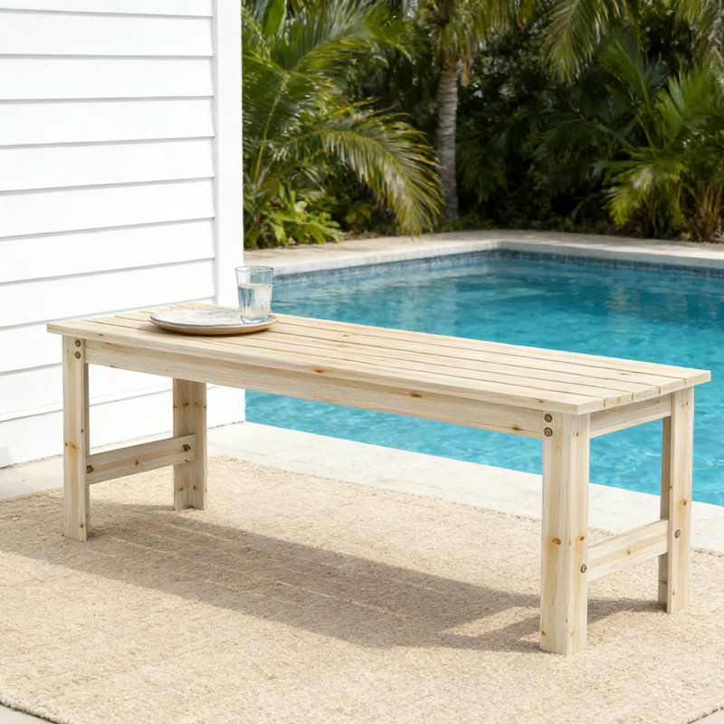 Banc d'extérieur en bois massif 47,20 po, Beige