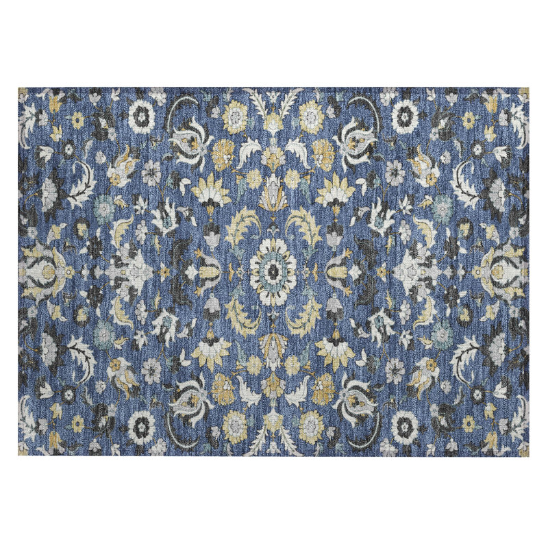 Machine Washable Indoor/Outdoor Chantille ACN2473 Global Rug, 1'8" x 2'6", Navy