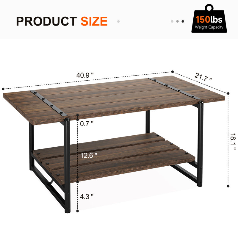 Coffee Table, Brown, Brown / Black
