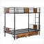 Lit superposé simple TG sur simple TG avec tiroirs de rangement, aucun sommier nécessaire, noir pour chambre d'amis