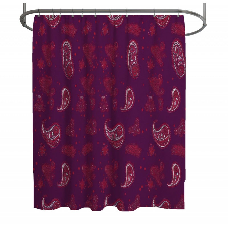 Rideau de douche à motif cachemire - Décoration de salle de bain abstraite, H 73 po x l 70 po