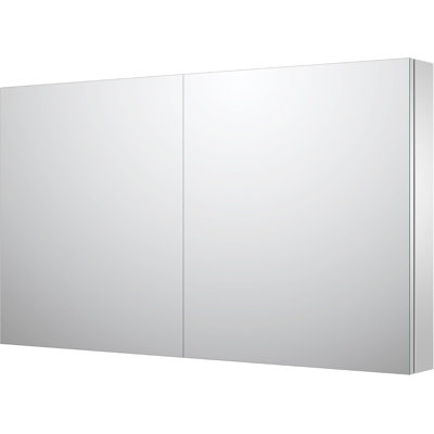 48" W x 27.5" H Aluminum 3-Door Medicine Cabinet with Mirror, Wall-Mounted or Recessed, Adjustable Shelves