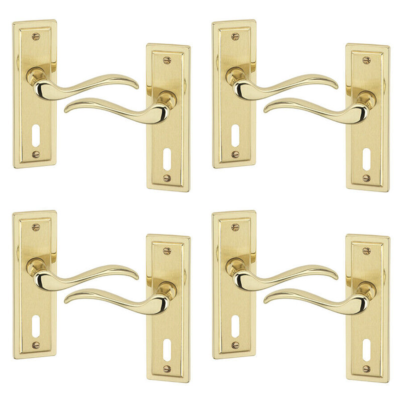 Door Handle, Polished Brass