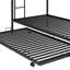 Lit simple superposé au-dessus d'un lit gigogne, structure en métal noir, lit gigogne polyvalent relaxant noir, repos pratique-595609094