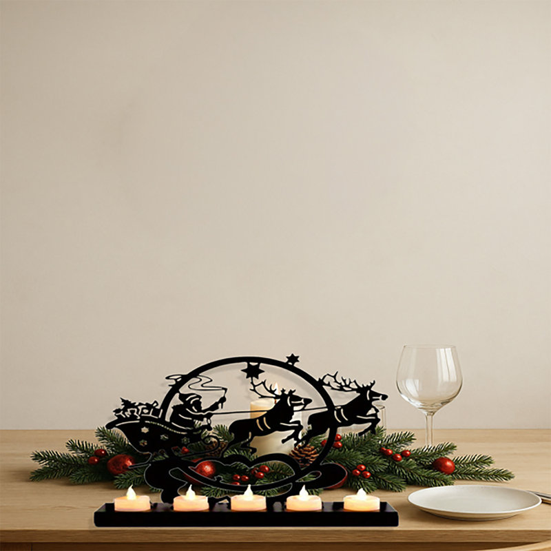 Vintage Iron Candle Holder, Candle Holder Category, Rustic Farmhouse Style Intricate Silhouette, Durable Lightweight Iron Festive Decor For  Table Mantel Home Holiday Centerpiece