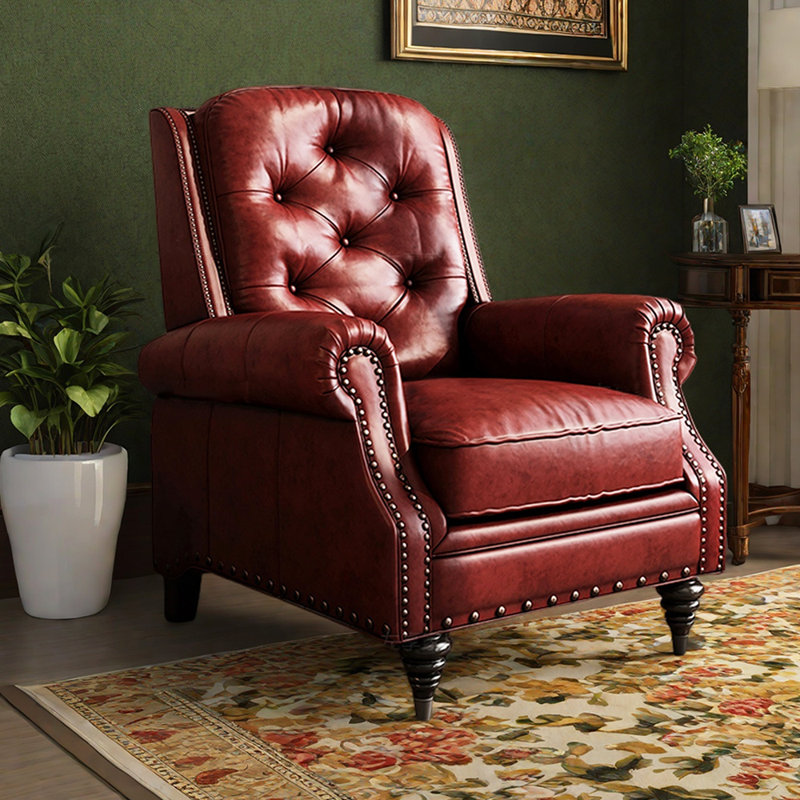 Fauteuil inclinable réglable en similicuir pour balcon, Rouge vin