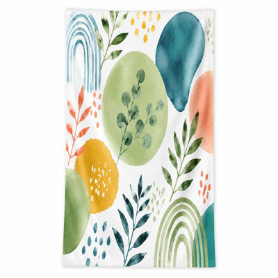 1 serviette de plage à l'aquarelle abstraite, avec des taches colorées et des motifs de feuilles dans un design artistique et vibrant. Grande microfibre à séchage rapide, parfaite pour les jours, les voyages, les pique-niques et les unisexes.