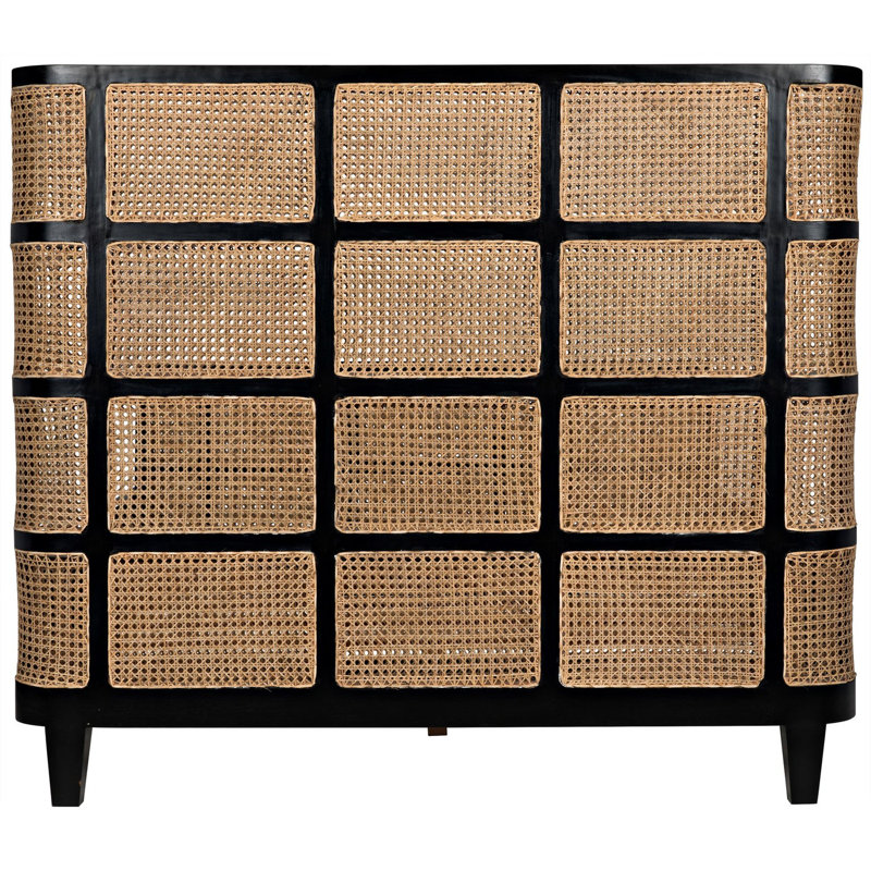 Noir Porto Queen Wingback Bed with Hand-Rubbed Black Mahogany Frame