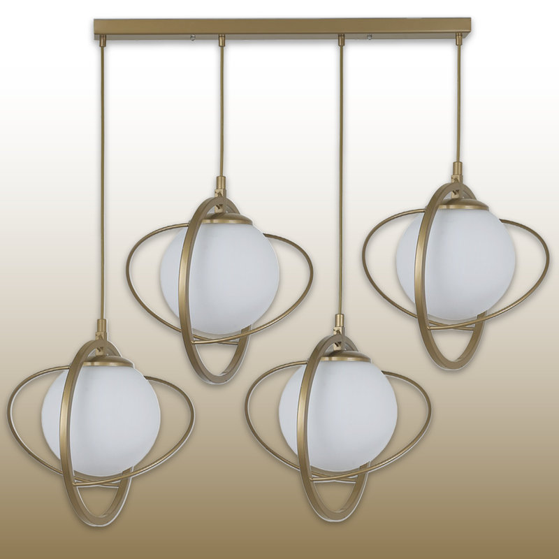 Luminaire suspendu pour îlot de cuisine à hauteur réglable 4 lumières, Blanc, Cuivre