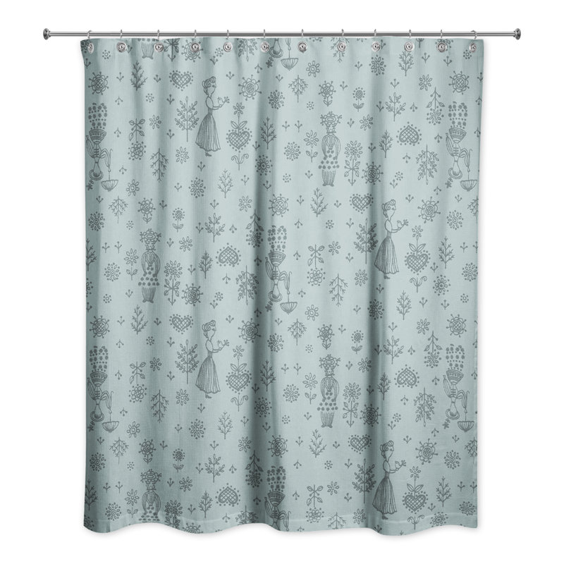 Rideau de douche simple fantaisiste femmes Hammontree, Bleu / Gris