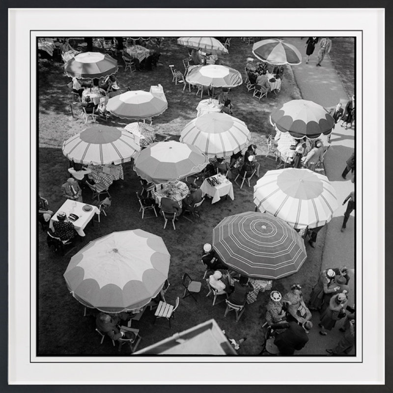 Café Umbrellas Print by Grand Archives, Black Framed, 36" H x 36" W