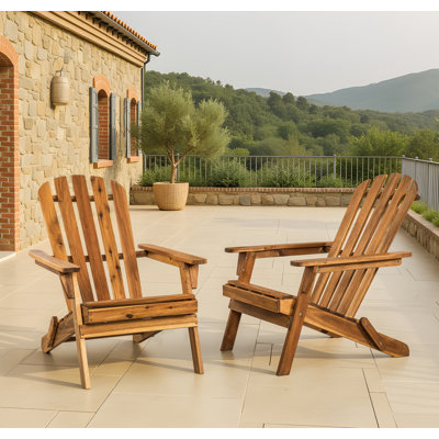 Solid Wood Adirondack Chairs (Set of 2)