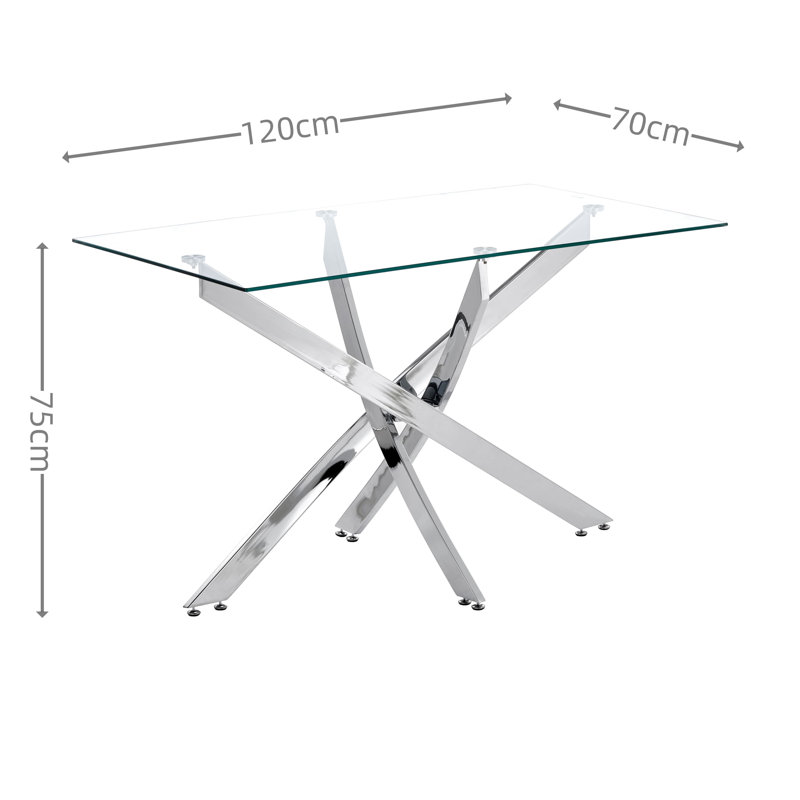 Beveard Glass Top Metal Base Dining Table