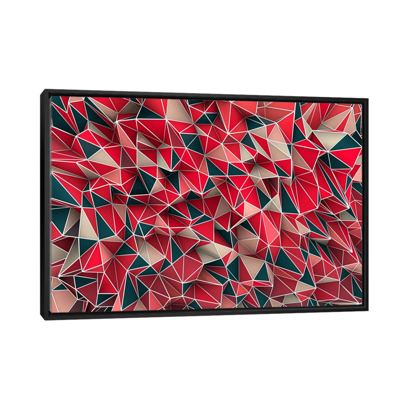 «Kaos Red», impression sur toile, H 40 po x l 60 po x P 1,5 po, Toile encadrée noire, Pas de tapis