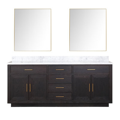 Ensemble de meuble-lavabo double 80 "avec miroir