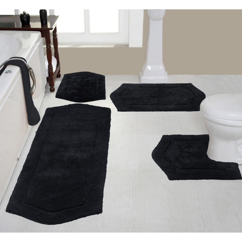 Ensemble de tapis pour salle de bain 4 pièces Morissette, Noir