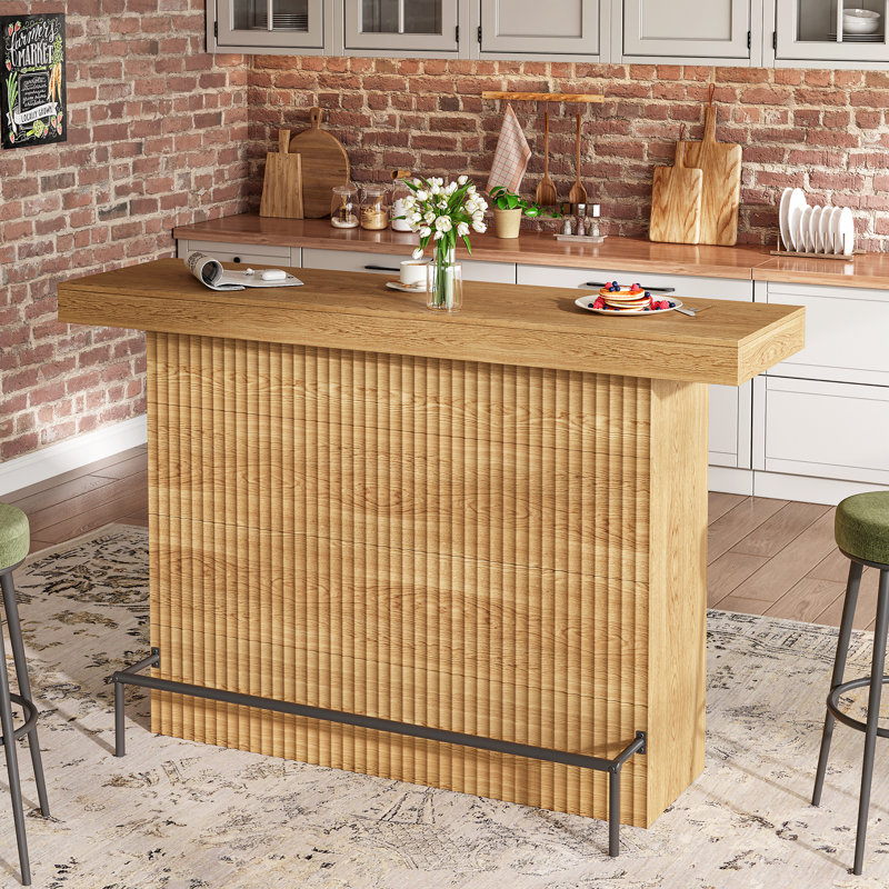 Table de bar 63 po avec tablettes à 2 niveaux, mini armoires de bar modernes pour la maison, la salle à manger, le salon, le sous-sol