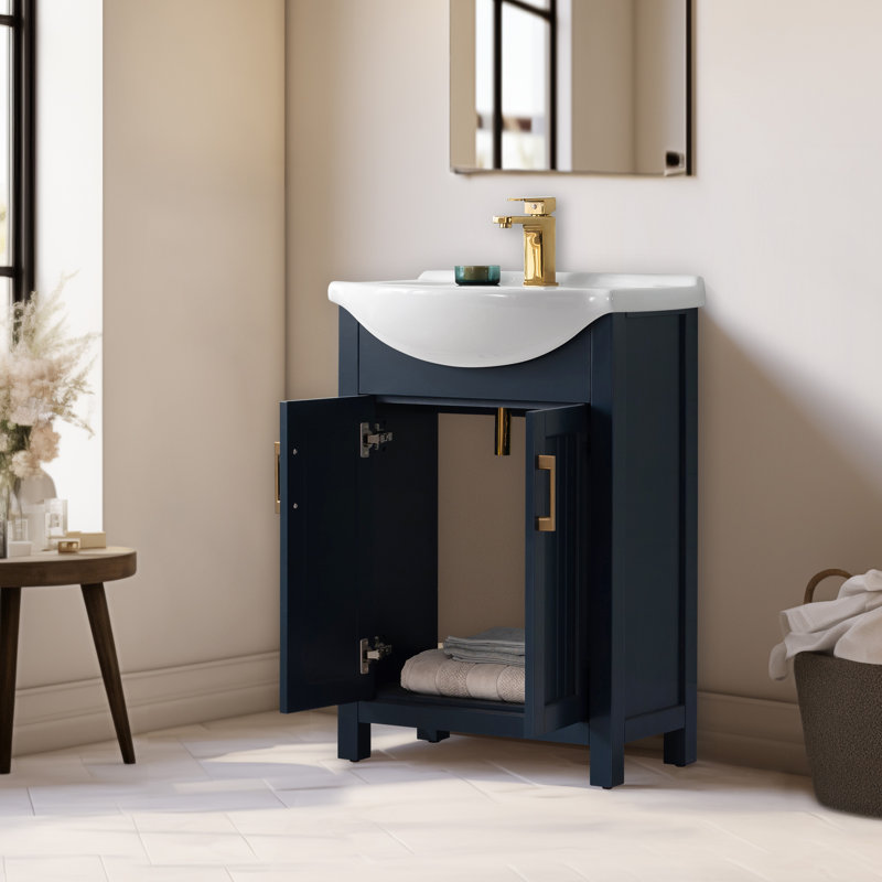 Boesch 24" Single Bathroom Vanity with Ceramic Top, Midnight Blue