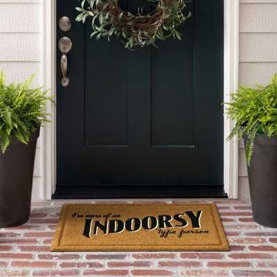 Bralynne Indoorsy Novelty Print Faux Coir Polyester Recycled Rubber All Weather Outdoor Door Mat