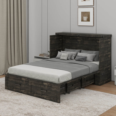 Full Size Murphy Bed With Charging Station And Storage Drawer