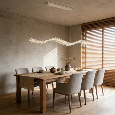 Luminaire suspendu linéaire luxueux luxueux à 3 lumières à DEL pour table de salle à manger et comptoir de bar