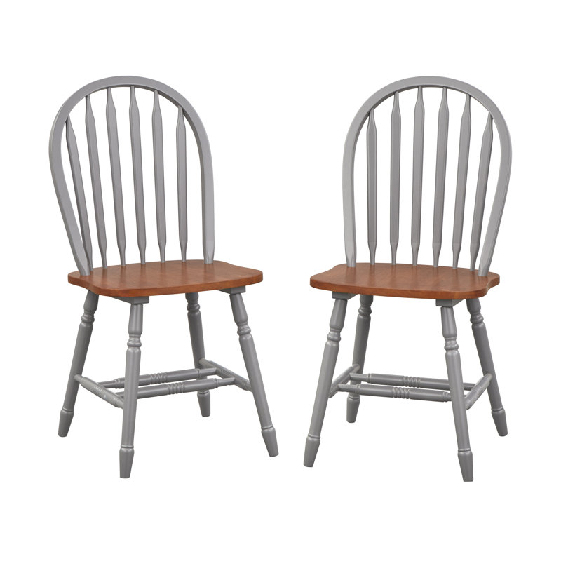 Tolman 17.5'' H Solid Wood Side Chair, Gray/Walnut