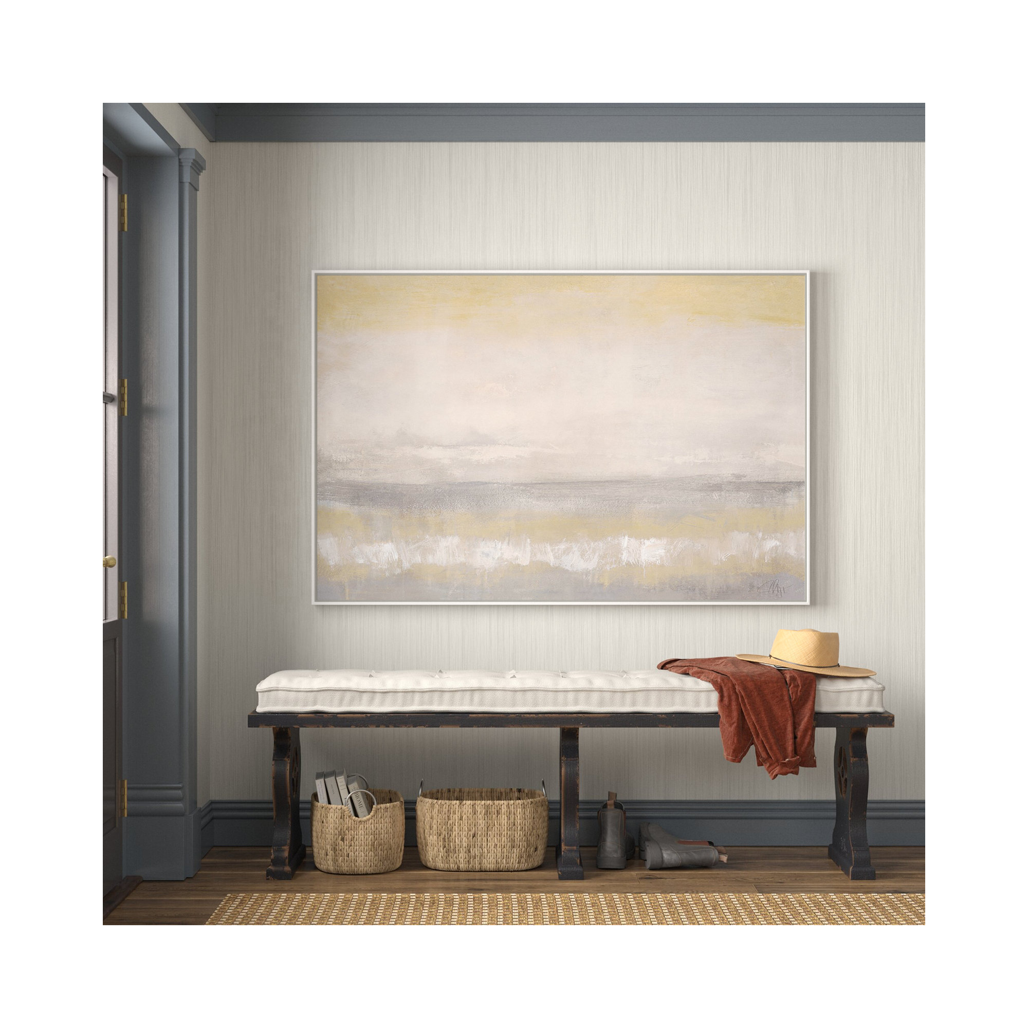 Morning Calm 2 - Floater Frame Painting Print on Canvas, 41" H x 61" W x 2" D, White Framed
