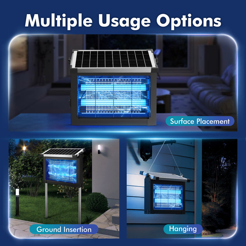Solar-Powered Outdoor Bug Zapper Lamp for Patio and Garden - Covers Up to 1 Acre