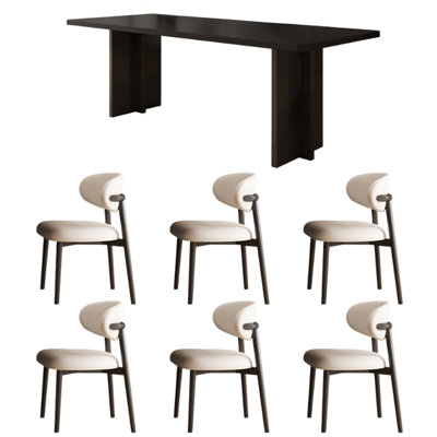 Rectangular light luxury dining table and chair