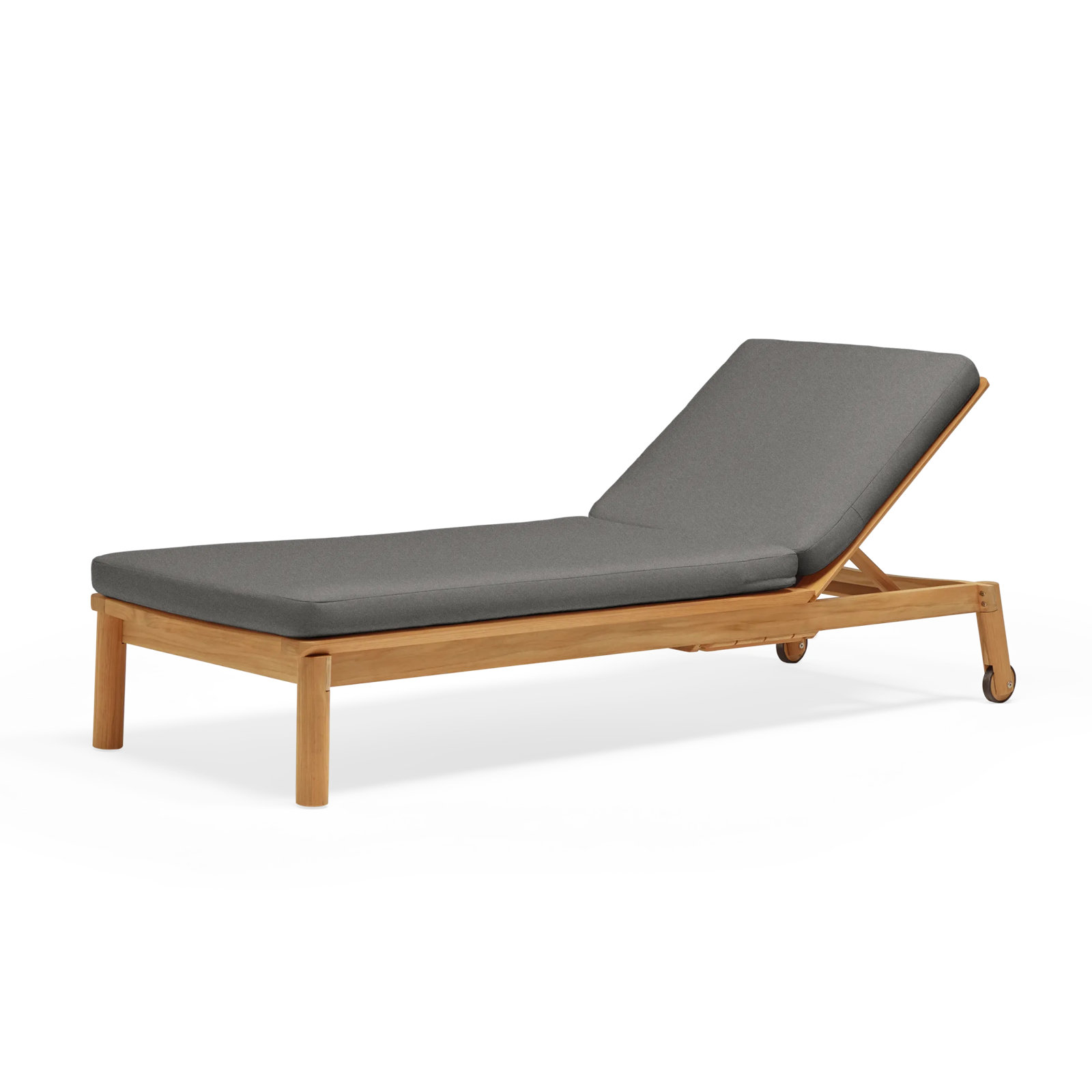 Haven 27.5'' Outdoor Teak Chaise Lounge, Sunbrella Greystone