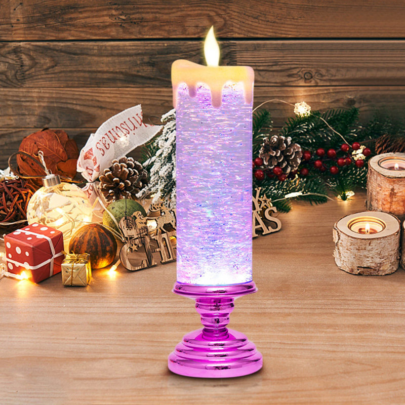 Décoration de bougie de Noël en cristal coloré, Hot Pink