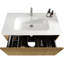 Meuble-lavabo flottant en chêne naturel de 36 po, fixation murale, lavabo intégré blanc, quincaillerie, film haut de gamme, chêne en forme de U moderne, bords courbés en céramique, tiroir spacieux avec drainage en forme