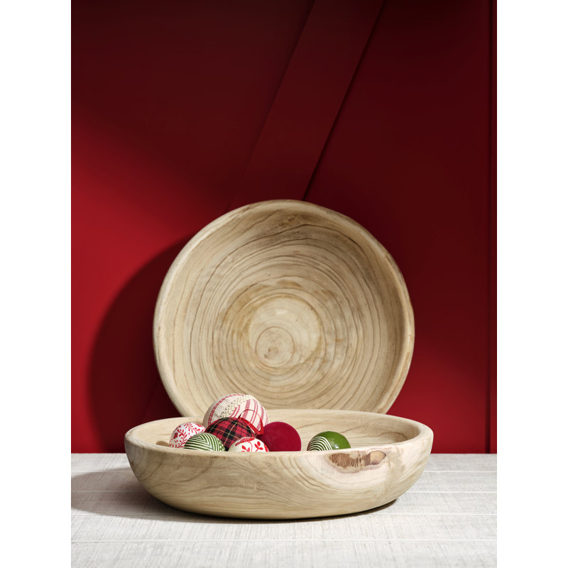Handmade Wood Decorative Bowl, 4.5" H x 20.5" W x 20.5" D