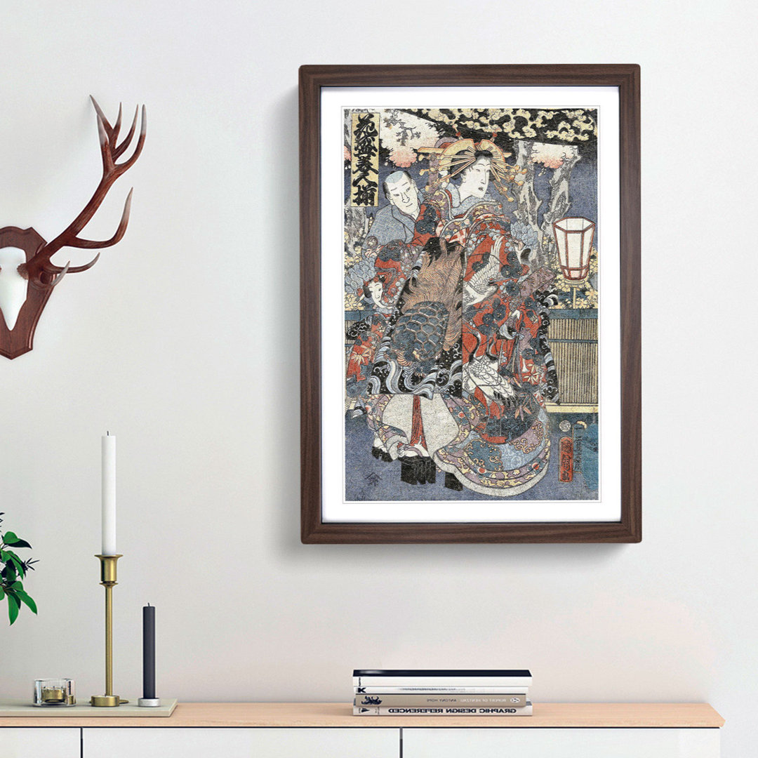 Courtesan on Parade by Toyohara Kunichika - Framed Print