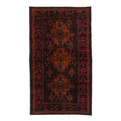Teimani Black, Coral Rug 3'6" x 6'2"