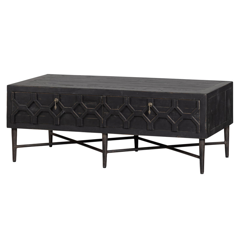 Bequest Pinewood Cross Legs Coffee Table with Storage