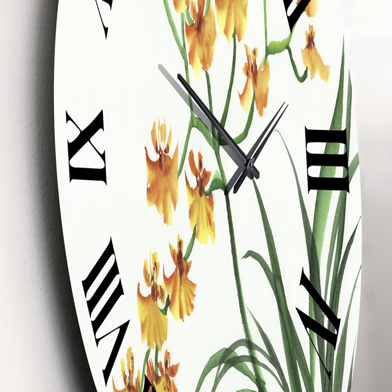 Orchidées jaunes VIntage - Horloge murale traditionnelle, Petit