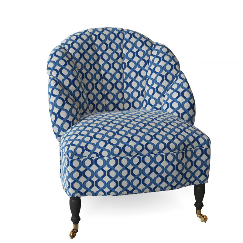 Camille Slipcovered Slipper Chair, Buckholm Blue