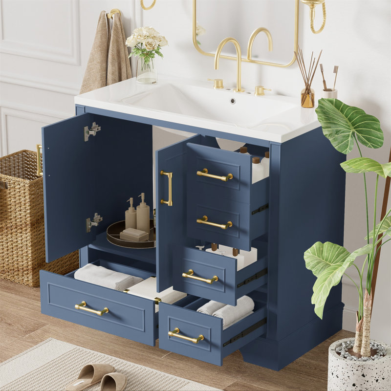 80.1 18'' Single Bathroom Vanity with Top, Blue